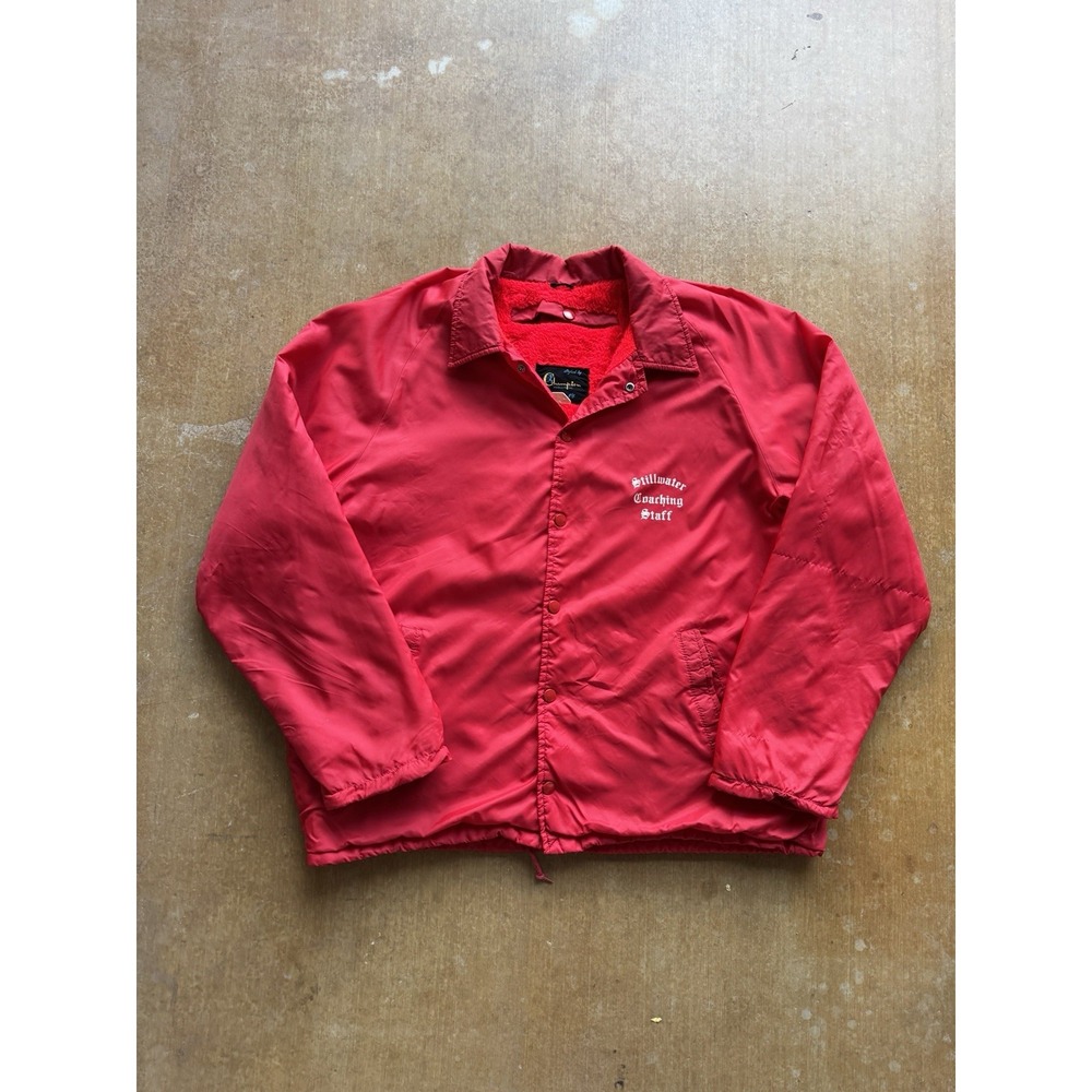 VTG 60s Champion Running Man Windbreaker Fleece Stillwater Coaching Jacket XL